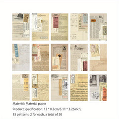 30PCS Dream Memories Series Material Pack Retro Artistic Material Paper
