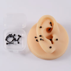 12PC Stainless Steel Body Piercing Jewelry Set 16G Nose Lip Tongue Cartilage