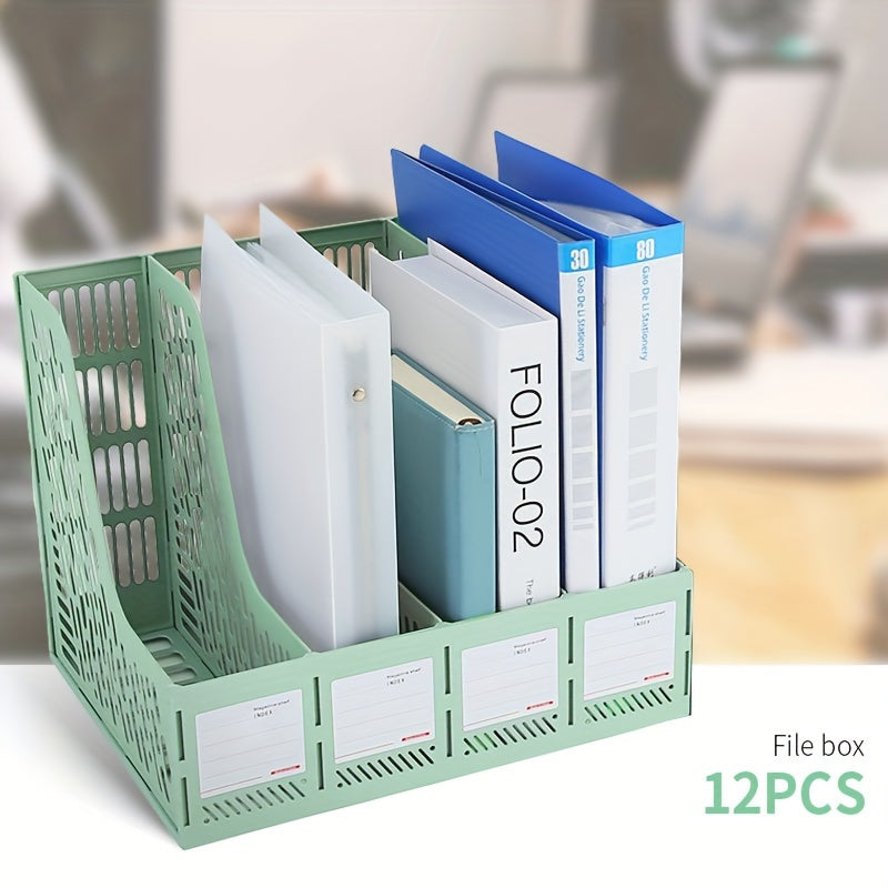 12pcs File Storage Rack Desktop File Holder For Home And Office