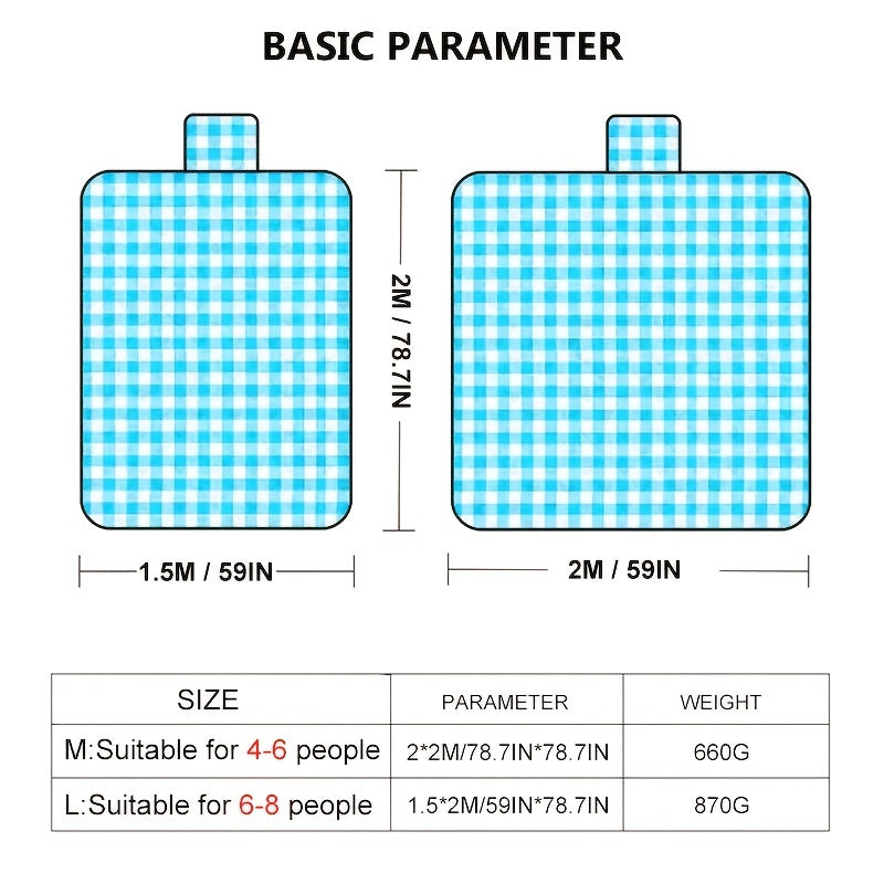 Waterproof Picnic Blanket With Carry Strap - Family Camping Beach Party