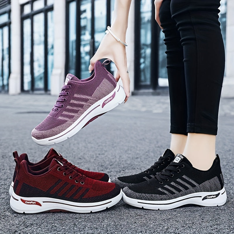 Women's Knit Sports Shoes Breathable Low Top Running & Jogging Sneakers