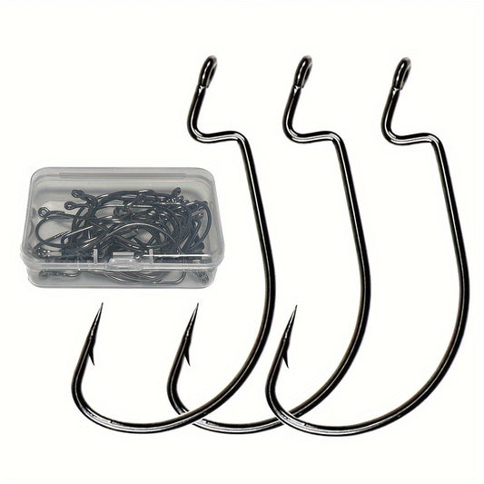30pcs High Carbon Steel Fishing Hooks Barbed for Soft Worm Bait Tackle