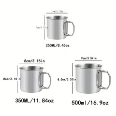 Portable 304 Stainless Steel Camping Cup w/ Carabiner Clip & Foldable Handle