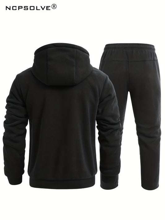 Men's Active Thermal Hooded Jacket & Pants Set for Winter