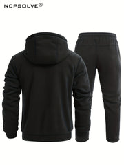 Men's Active Thermal Hooded Jacket & Pants Set for Winter