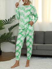 Tie Dye Print Lounge Set Long Sleeve Top & Pants
