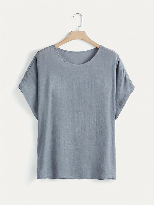  Casual Top Women's Plus Solid Short Sleeve Round Neck Oversized T