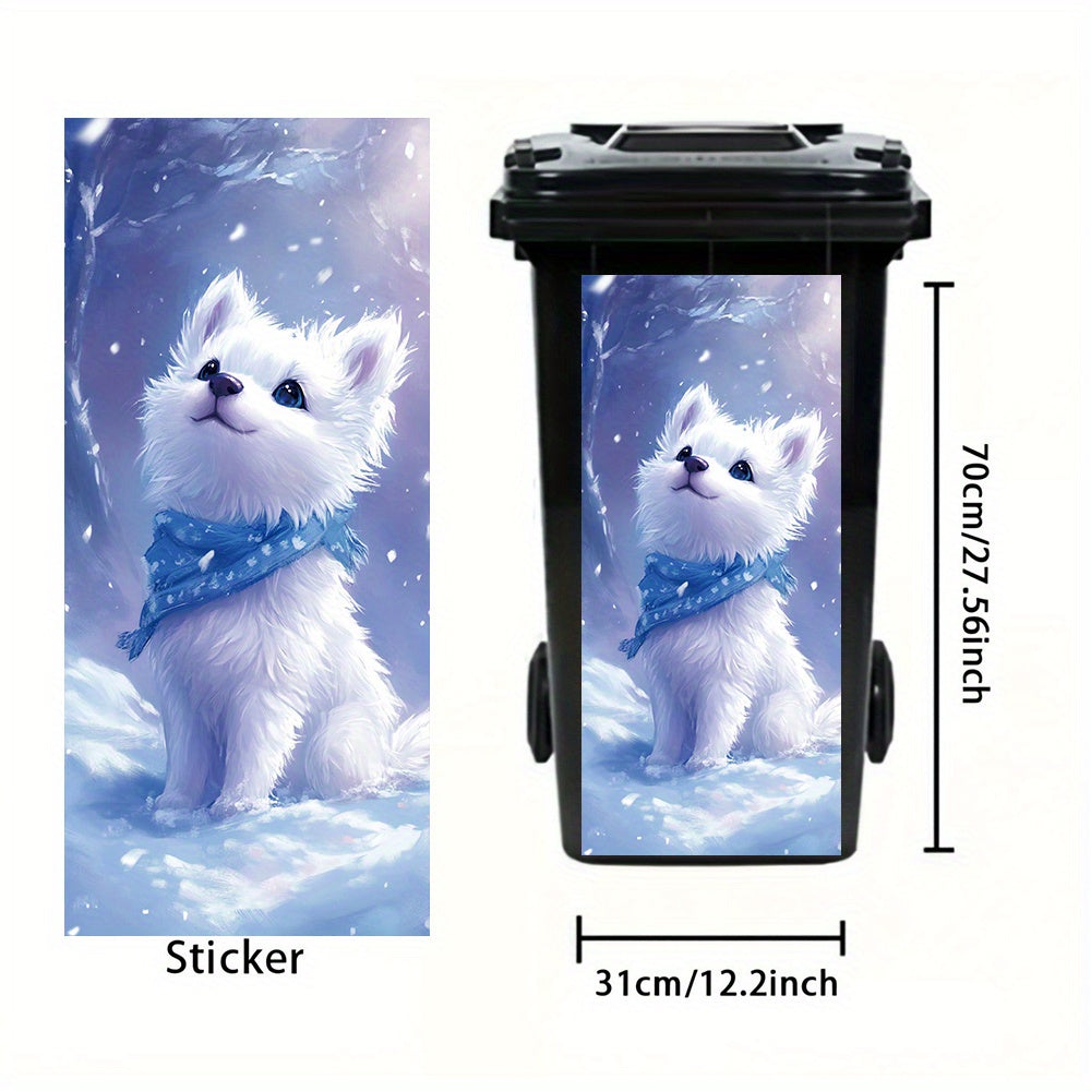 Puppy Theme Trash Can Stickers Waterproof PVC Decals