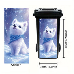 Puppy Theme Trash Can Stickers Waterproof PVC Decals