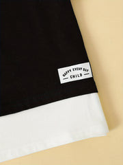 Boys Block T Shirt And Shorts Set Casual Short Sleeve Top And Pants