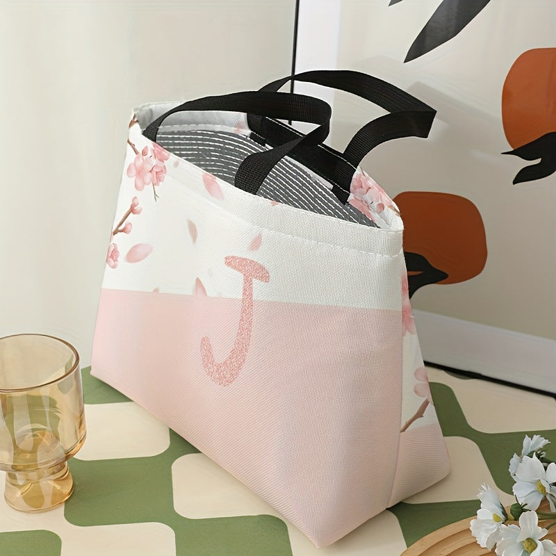Letter Printed Portable Lunch Bag Large Capacity Waterproof Insulated Bag