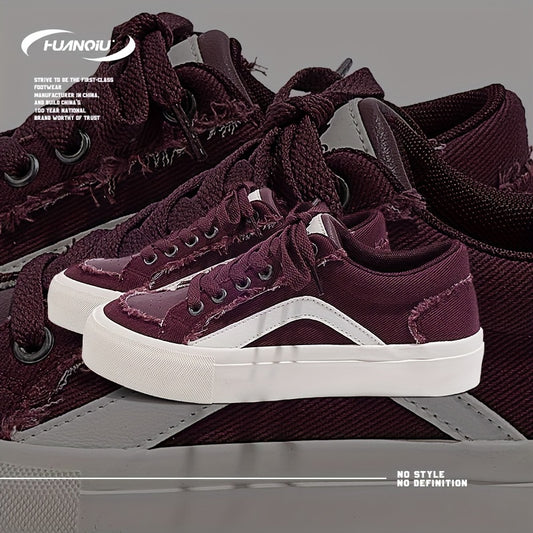 HUANQIU Women's Lace-up Front Skate Shoes Comfy Casual Sneakers