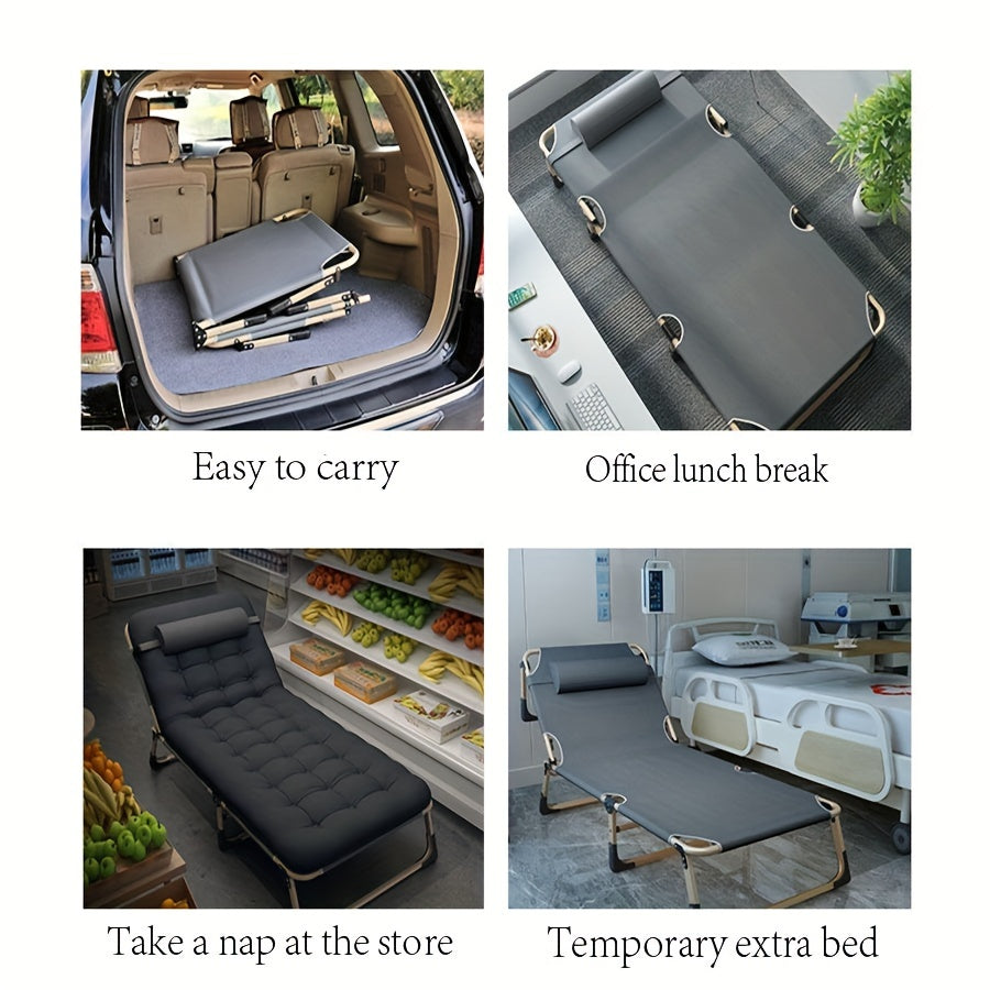 Outdoor Folding Bed with Blanket for Office Nap Beach Picnic Camping