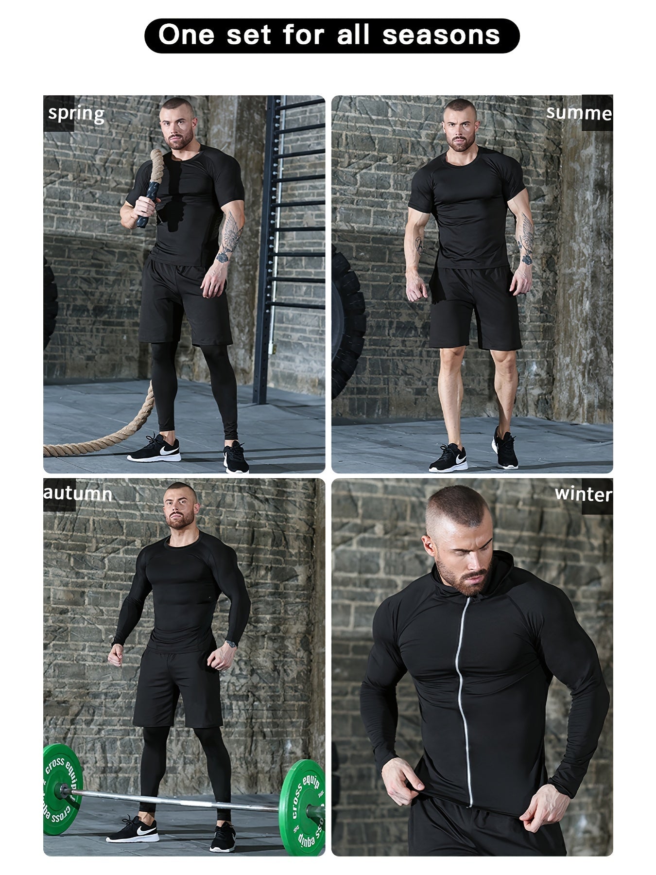 Xinso Prince Men's Compression Workout Set - Pants, Leggings, Shirts, Hoodie