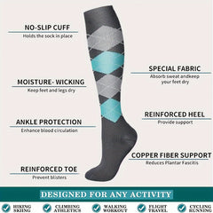 6pairs Compression Socks For Women & Men 15-20 MmHg Knee High Socks