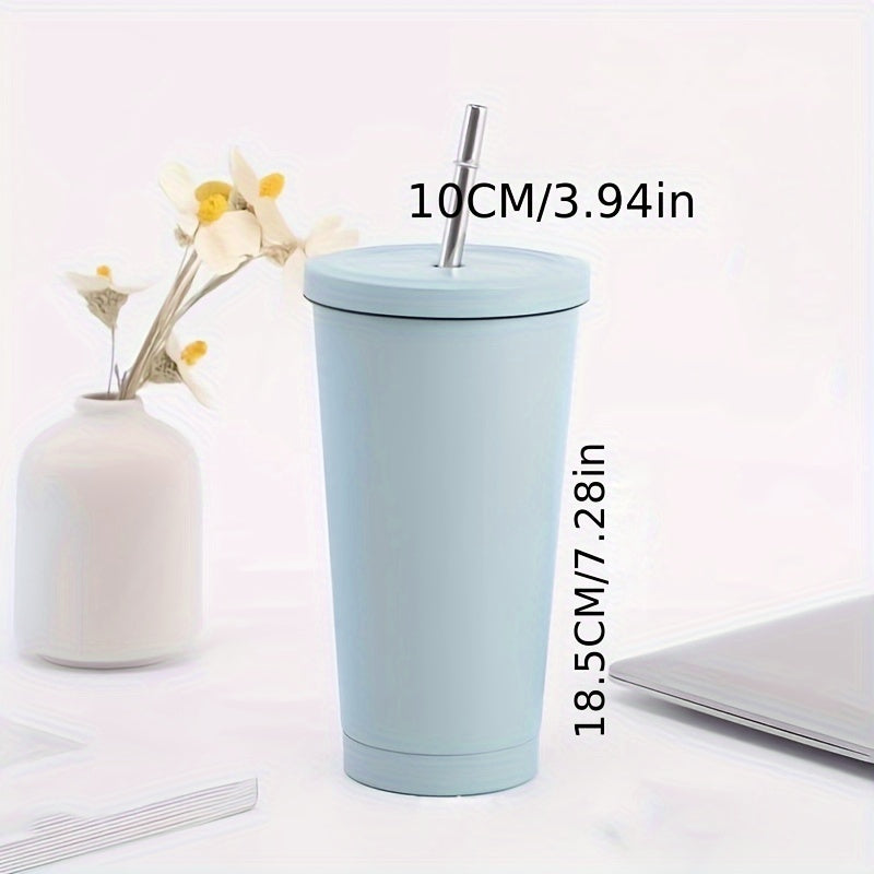 500ml Stainless Steel Straw Water Cup Leakproof Fitness Bottle
