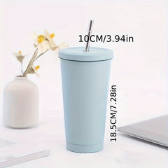 500ml Stainless Steel Straw Water Cup Leakproof Fitness Bottle