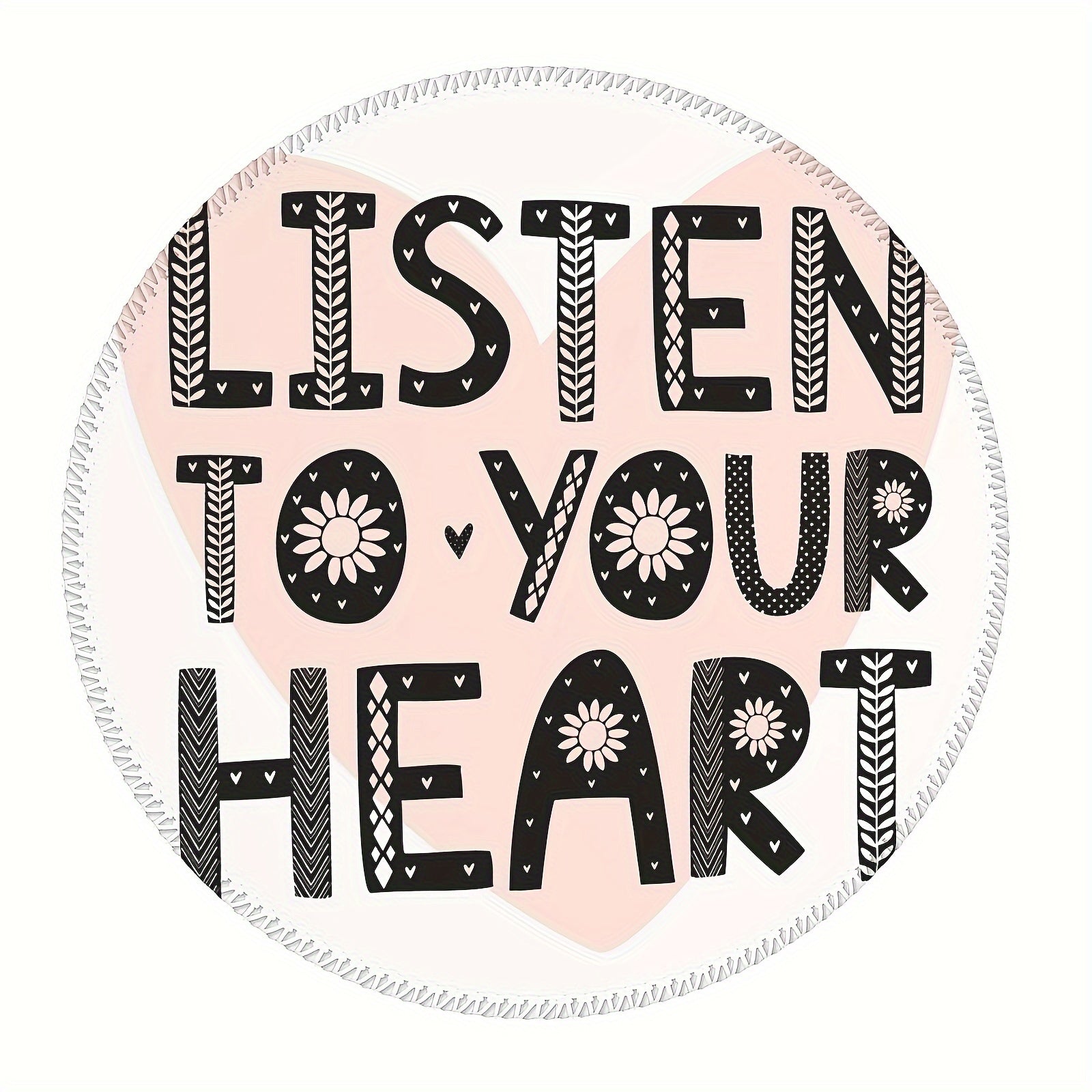 Heart Font Pattern Round Mousepad 20x20cm