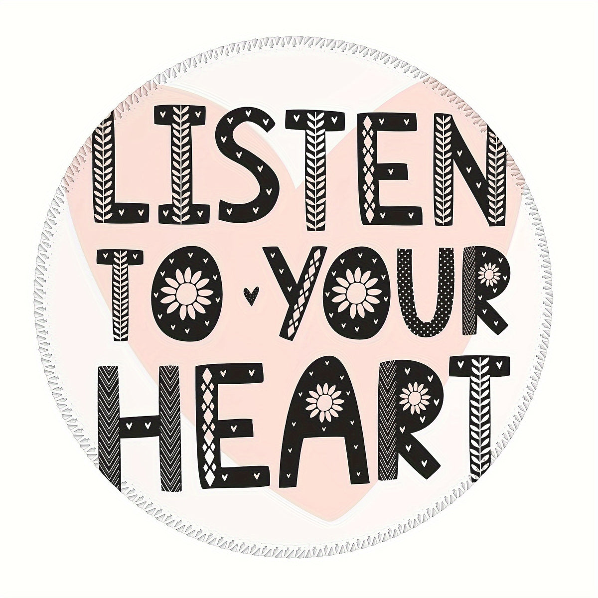 Heart Font Pattern Round Mousepad 20x20cm