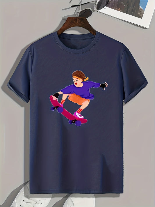 Skateboarding Print Men's Graphic T-shirt for Summer