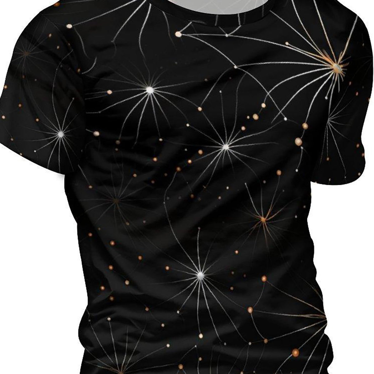 Men's Shining Stars Print Short Sleeve T-shirt for Summer
