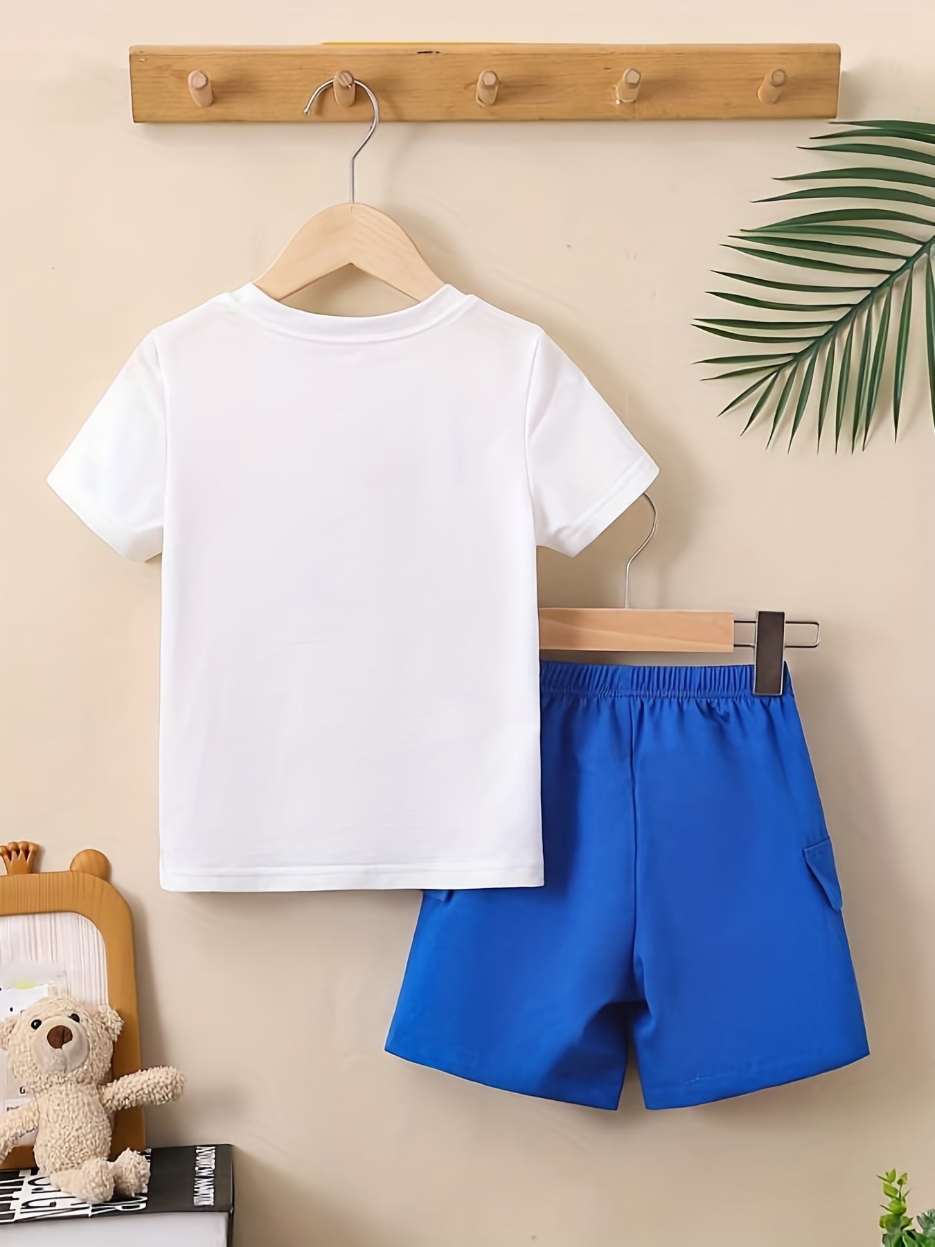 Boys Teddy Bear Graphic Print T-shirt & Shorts Set