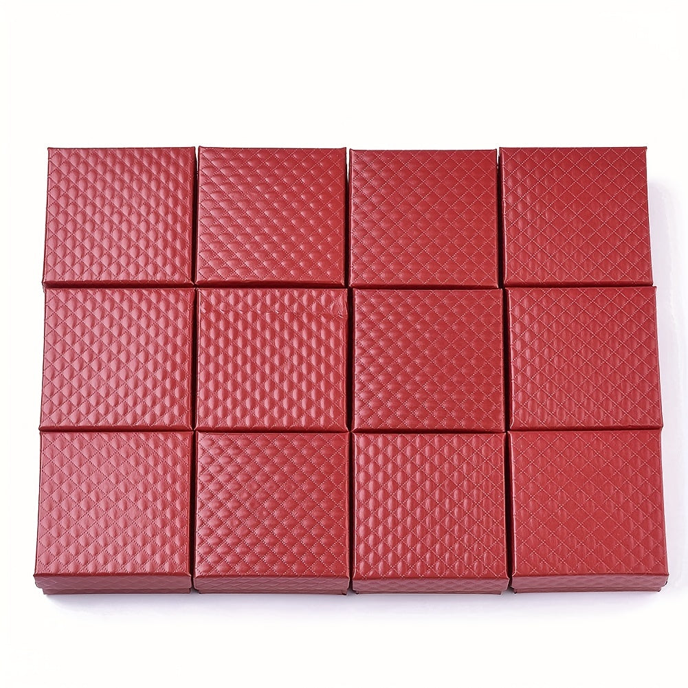 12pcs Red Jewelry Boxes For Pendant Earring Ring With Sponge Inside