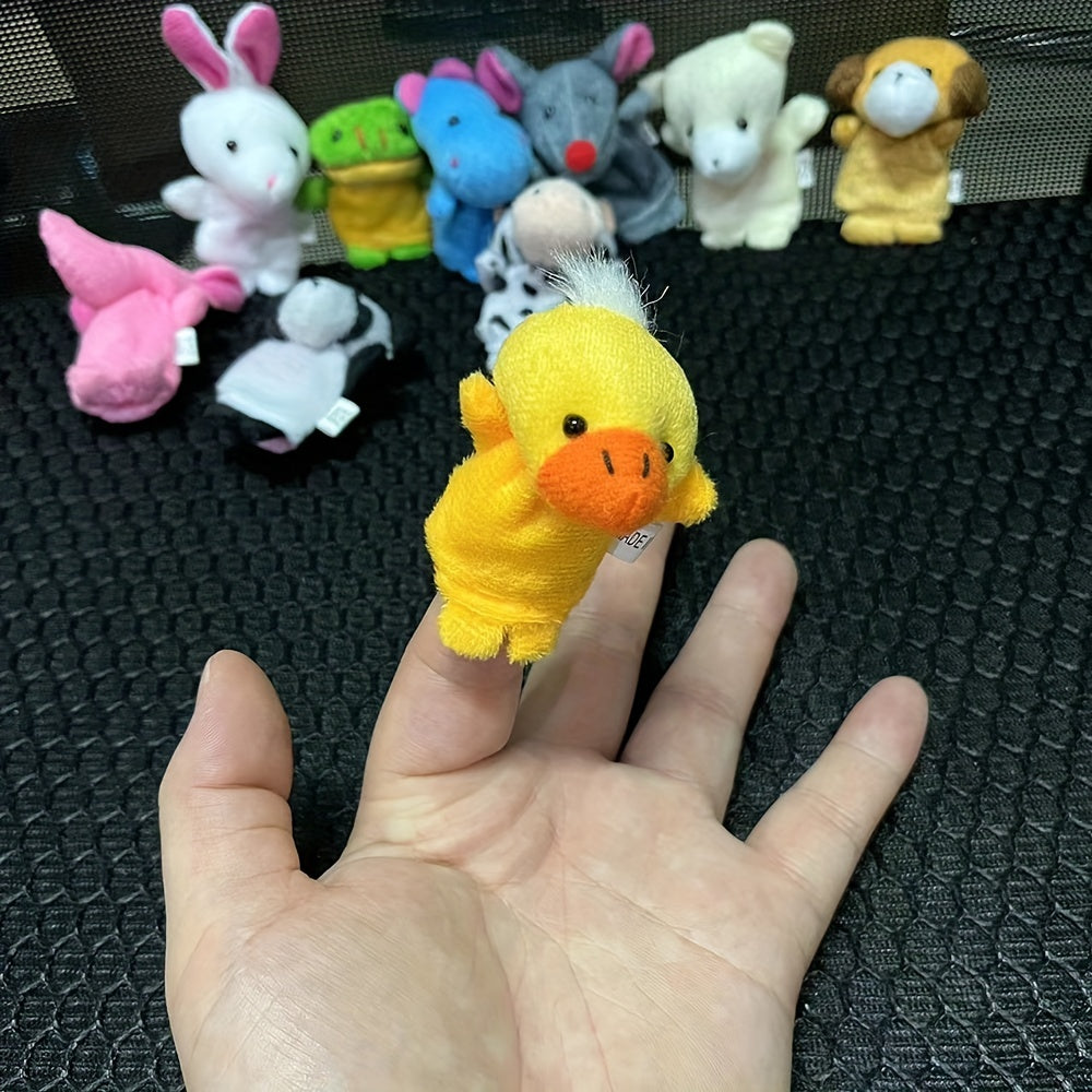 10pcs Plush Animal Finger Puppets Set Double Layer Foot Hand Doll Story Helper