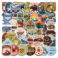 48pcs Outdoor Camping Waterproof Stickers for Water Bottles Cars Laptop Bike