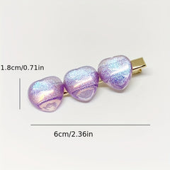 Heart Decor Hair Clip Acrylic Hair Pin Minimalist Headwear