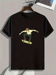 Boy's Skateboarding Print Men's Tee for Summer