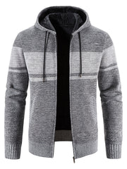 Men's Hooded Plush Sweater with Contrast