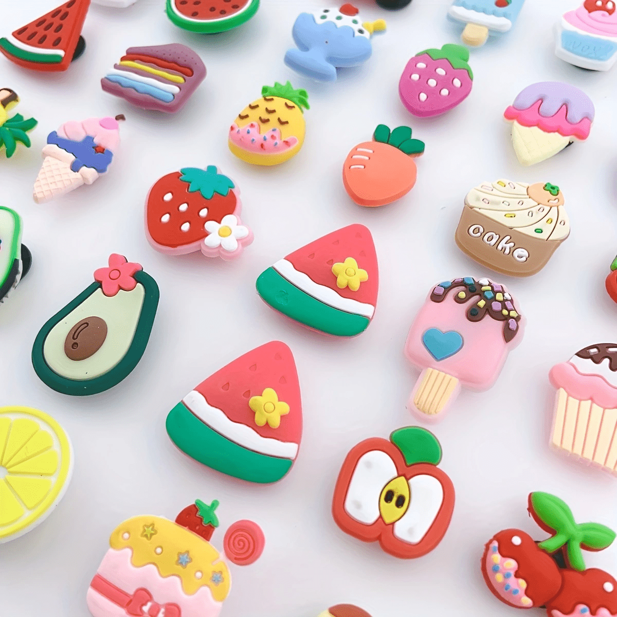 35pcs Strawberry Ice Cream Shoe Charm Resin Clogs DIY Accessories