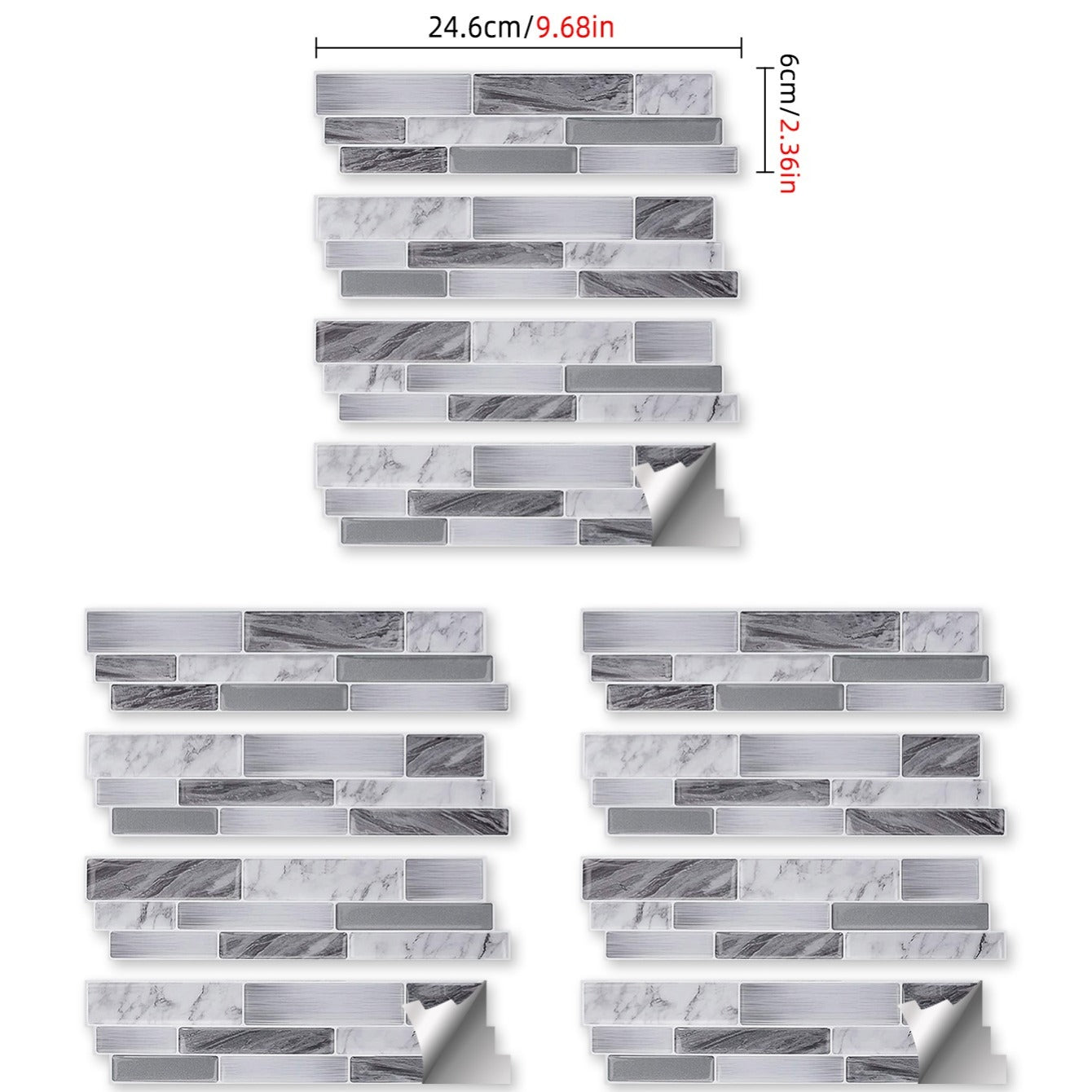 12pcs Marble 3D Self Adhesive Tile Sticker Waterproof