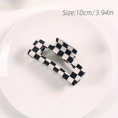 Checkered Hair Claw Clips Vintage Lattice Print Barrettes Strong Hold Clamp