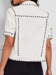 Studded Denim Jacket Single Breasted Button Coat