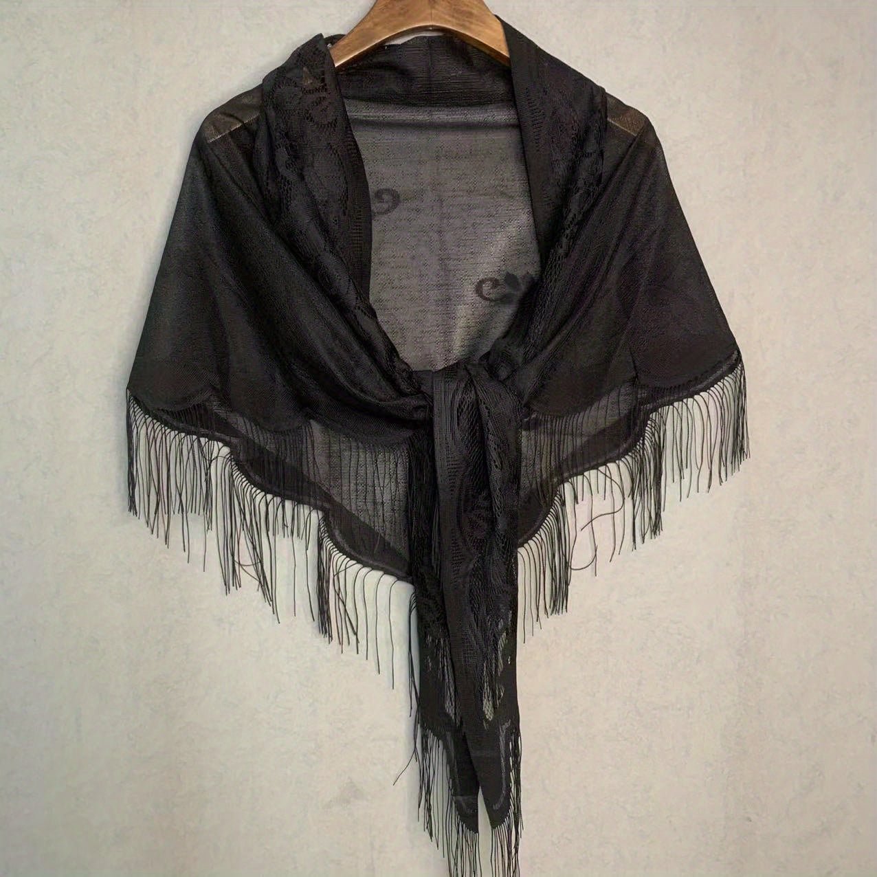 Classic Lace Veil Tassel Scarf Vintage Catholic Mantilla Head Covering