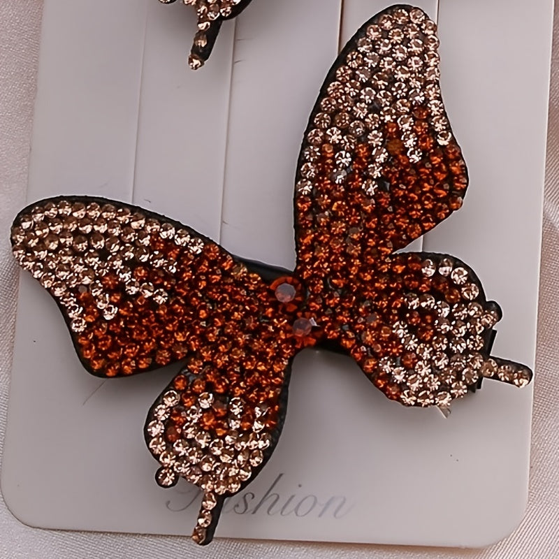 Rhinestone Butterfly Hair Clips Vintage Barrette Prom Accessories