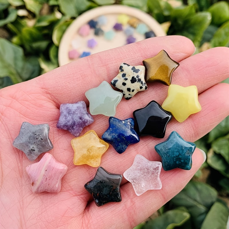 10pcs Mini Pentagram Rose Quartz Stone Statue for Jewelry and Aquarium
