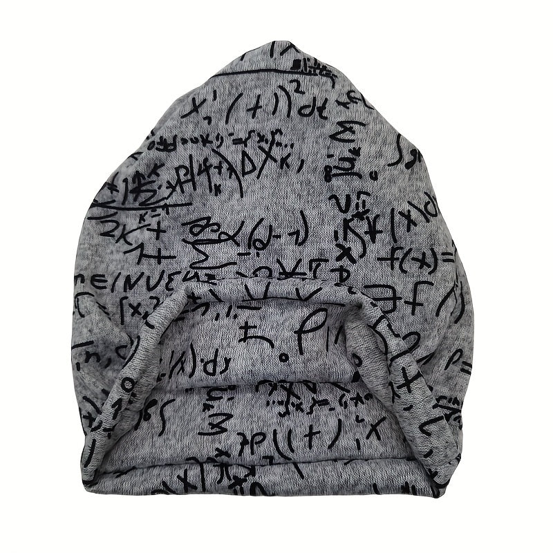 Gray Math Print Beanie Lightweight Casual Headband Unisex Chemo Hat
