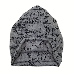 Gray Math Print Beanie Lightweight Casual Headband Unisex Chemo Hat