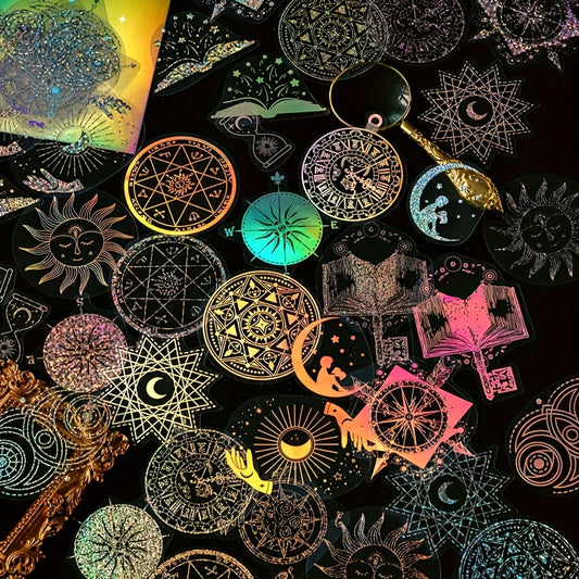 45pcs Glitter Laser Sticker Set for Literature Art Scrapbooking & DIY