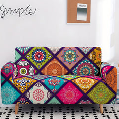 Colorful Bohemian Stretch Sofa Cover with Elastic Band