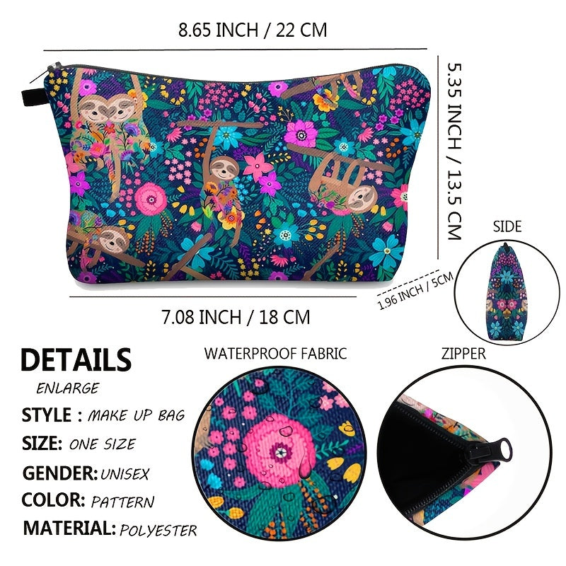Cute Sloth Pattern Makeup Bag - Double Sided Travel Organizer