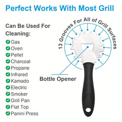 Stainless Steel BBQ Grill Scraper Bristle Safe Barbecue Cleaning Tool