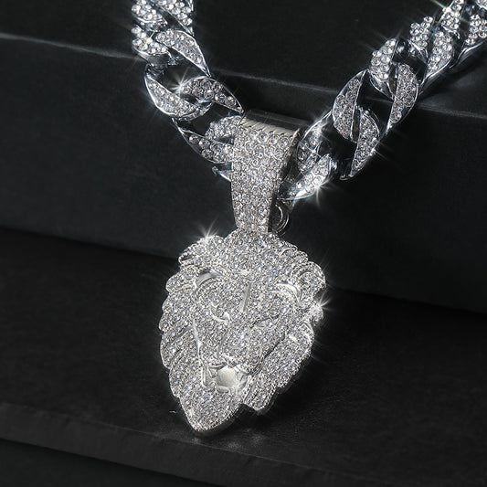 Lion Head Pendant Cuban Chain Necklace