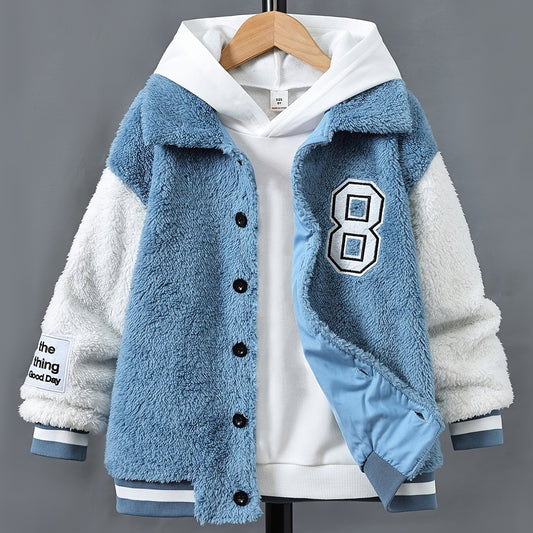 Boys Casual Fleece Zip Up Coat for Fall Winter