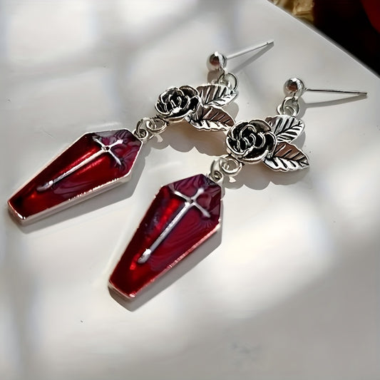 Gothic Rose Death Cross Ear Studs Halloween Accessories