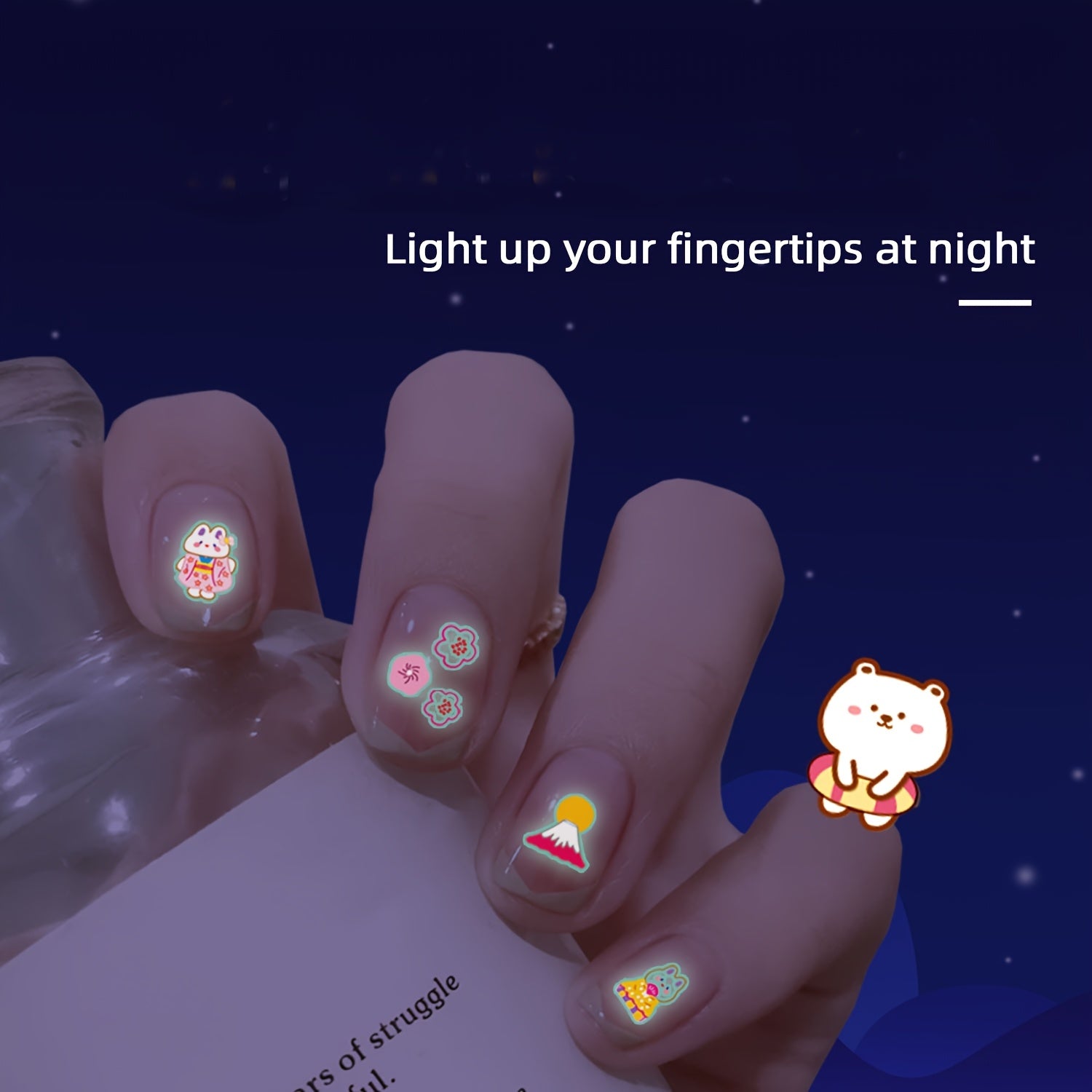 20pcs Cartoon Luminous Nail Stickers - Nail Art Decals