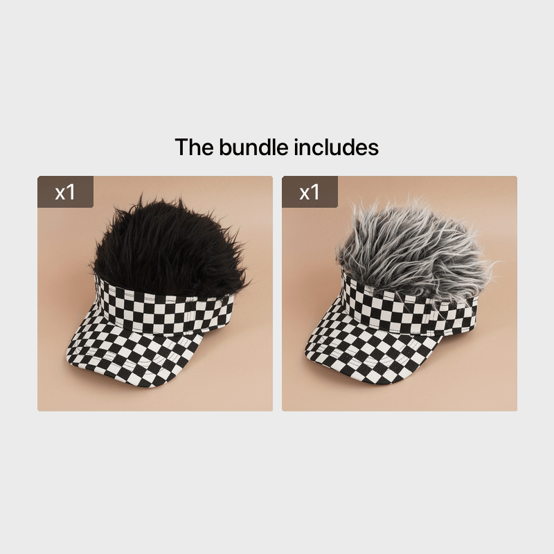 Checkerboard Curly Hair Duck Tongue Cap Natural Full Headgear